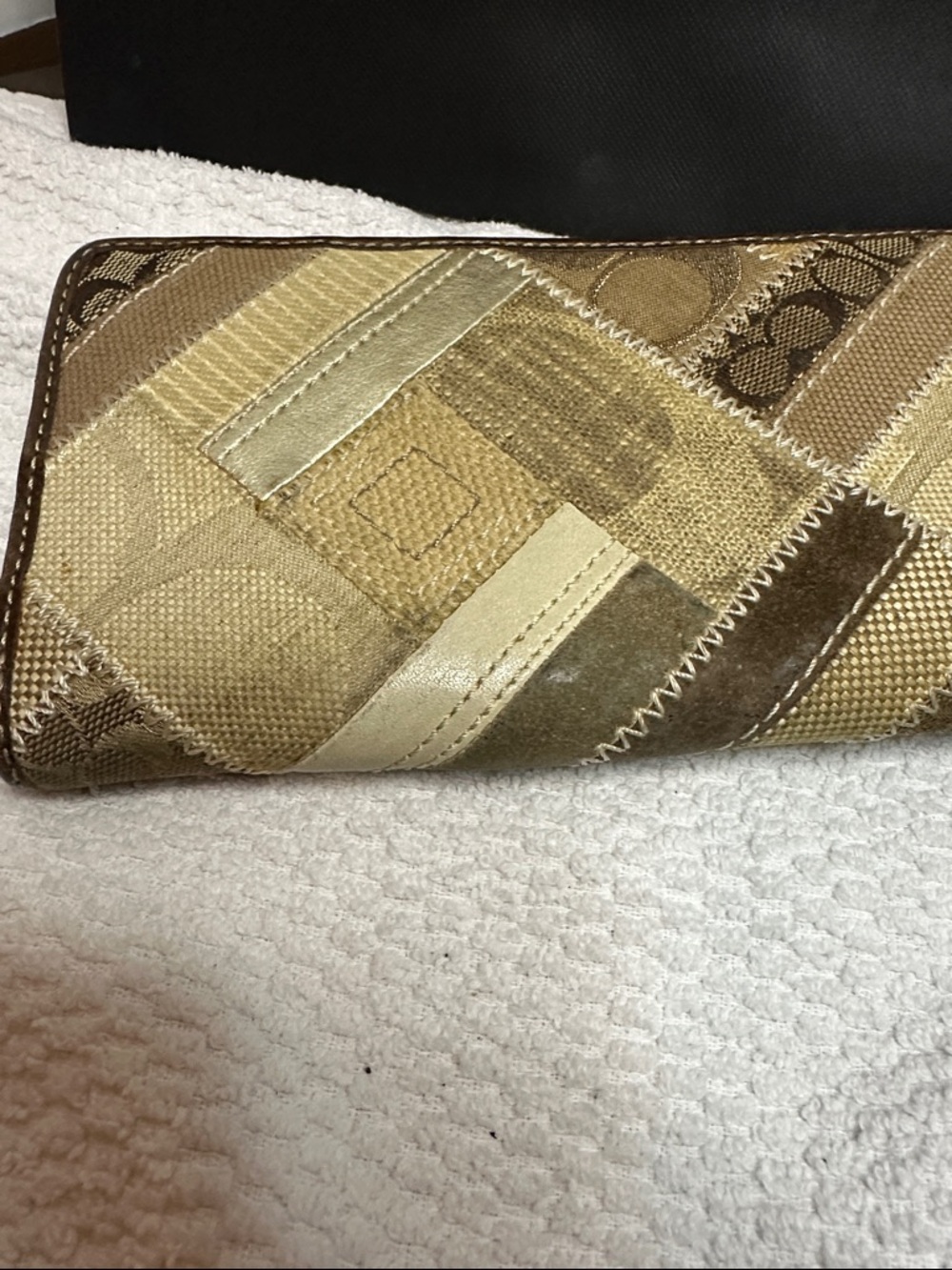 Coach Gold and Brown Patchwork Zip Wallet - Picture 9 of 11